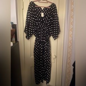 NWT LORALETTE Size 22/24 Maxi Dress Navy/White Polka Dots